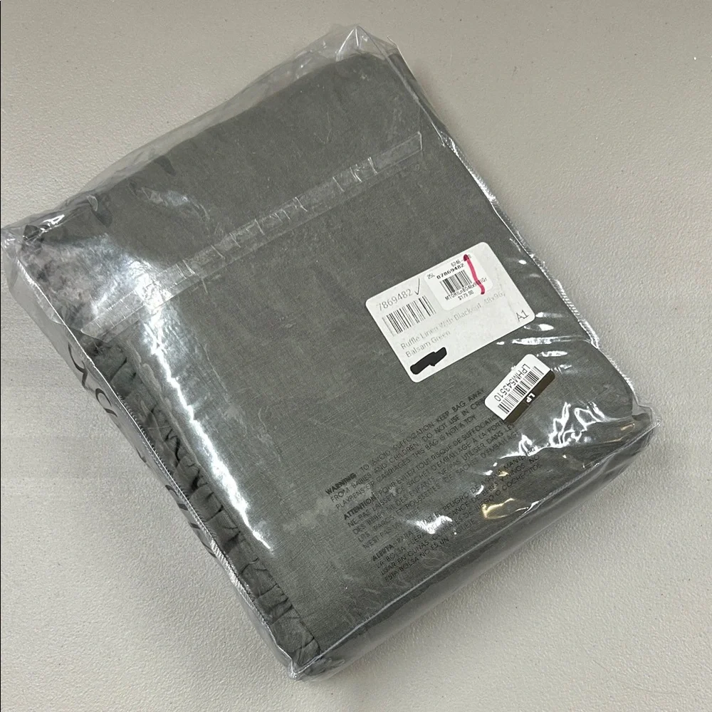 West Elm Ruffle Linen Blackout Window Curtain Panel 48